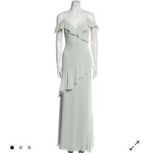 Watters Owen Flutter Sleeve Ruffle Maxi Dress Prom Bridesmaid in Sage size 12